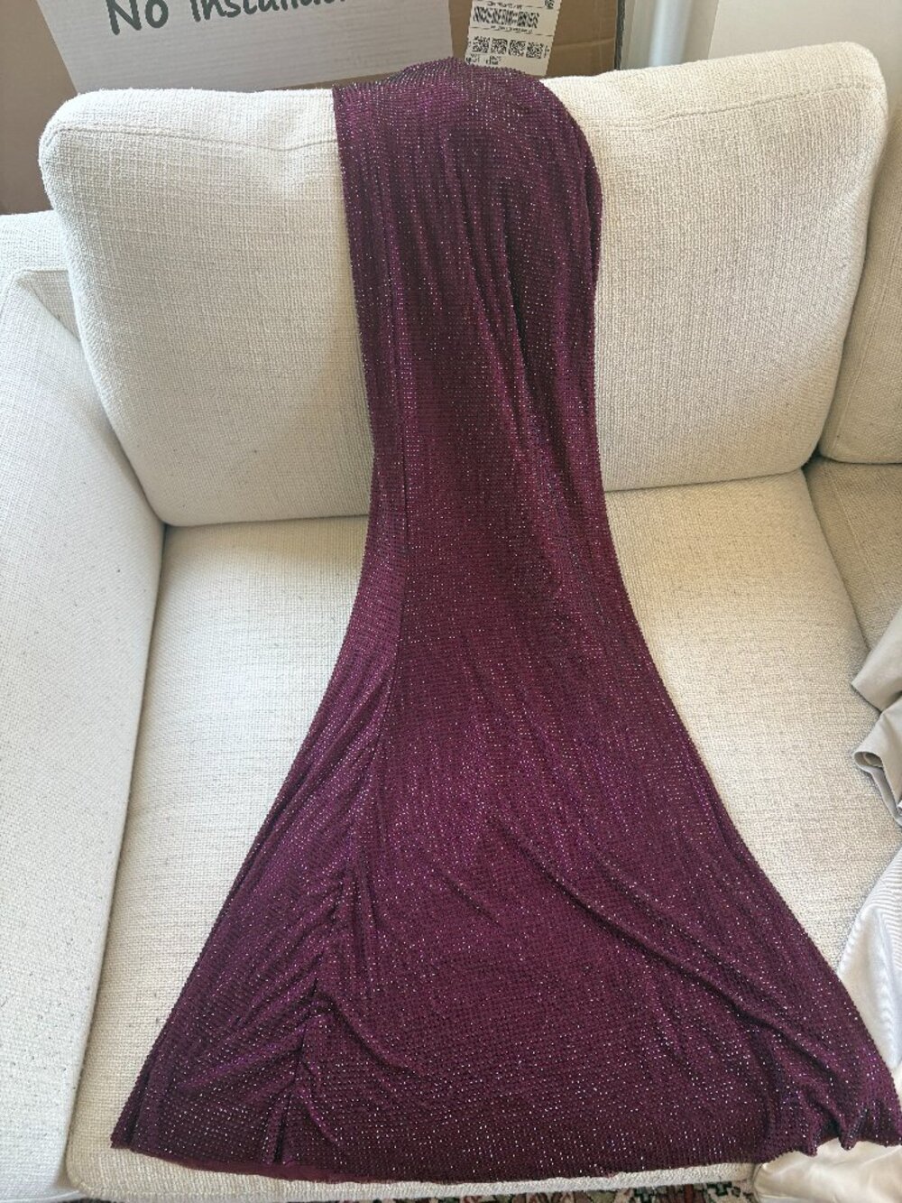 NWT Meshki Nash Diamante Off Shoulder Maxi Dress Mahogany XS